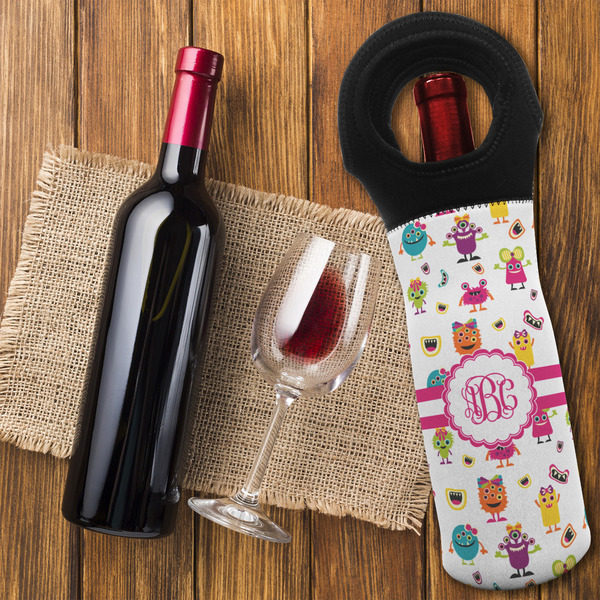 Girly Monsters Wine Tote Bag - FLATLAY