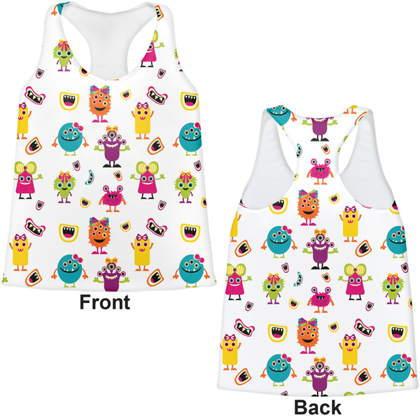 Girly Monsters Womens Racerback Tank Tops - Medium - Front and Back