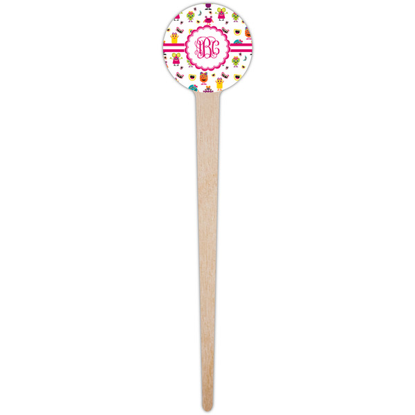 Girly Monsters Wooden 4" Food Pick - Round - Single Pick