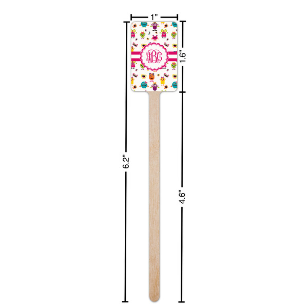 Girly Monsters Wooden 6.25" Stir Stick - Rectangular - Dimensions