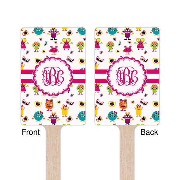 Girly Monsters Wooden 6.25" Stir Stick - Rectangular - Double Sided - Front & Back