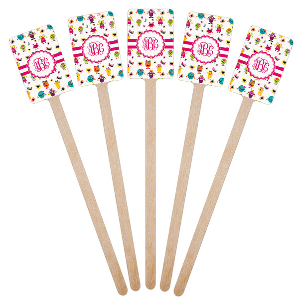 Girly Monsters Wooden 6.25" Stir Stick - Rectangular - Fan View