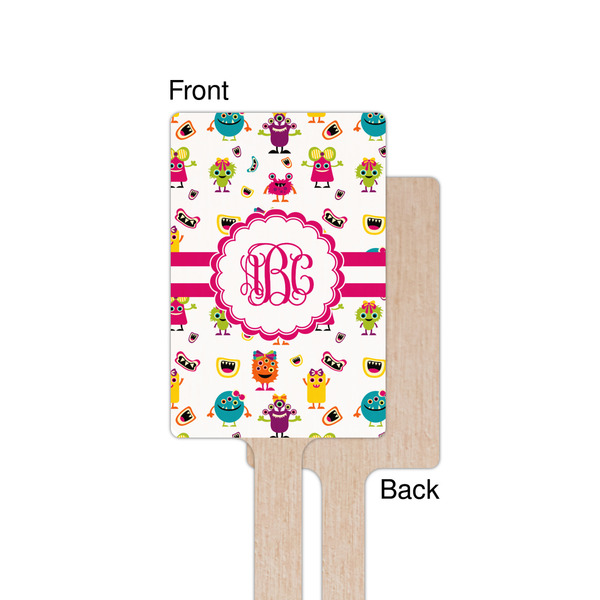 Girly Monsters Wooden 6.25" Stir Stick - Rectangular - Single - Front & Back