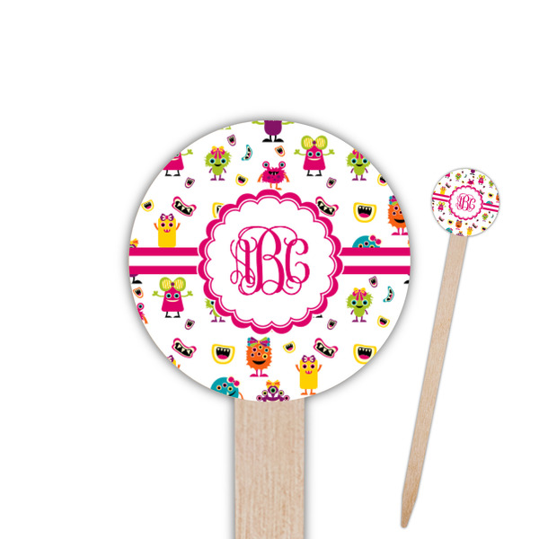 Custom Girly Monsters Round Wooden Food Picks (Personalized)