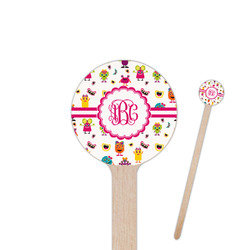 Girly Monsters 6" Round Wooden Stir Sticks - Single Sided (Personalized)