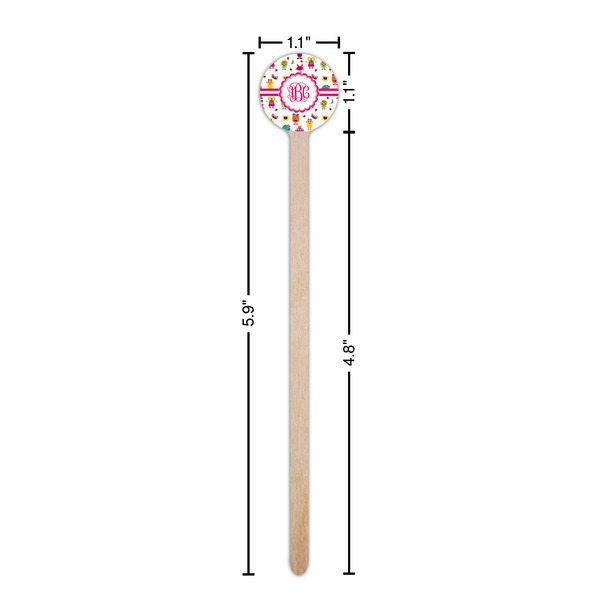 Girly Monsters Wooden 6" Stir Stick - Round - Dimensions
