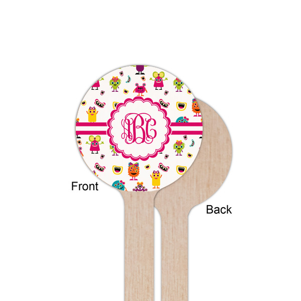 Girly Monsters Wooden 6" Stir Stick - Round - Single Sided - Front & Back