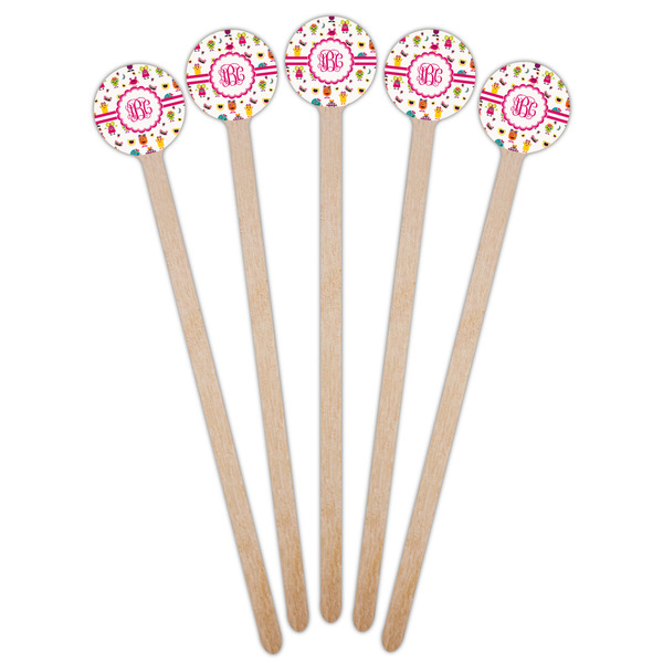 Girly Monsters Wooden 7.5" Stir Stick - Round - Fan View
