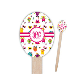 Girly Monsters Oval Wooden Food Picks - Double Sided (Personalized)