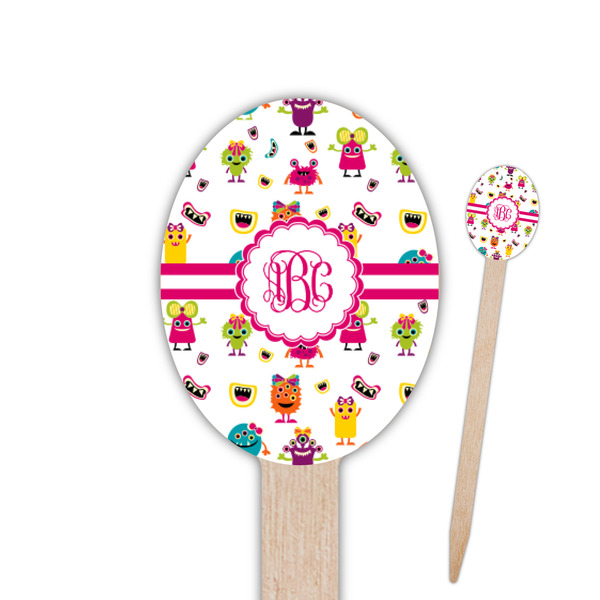 Custom Girly Monsters Oval Wooden Food Picks (Personalized)