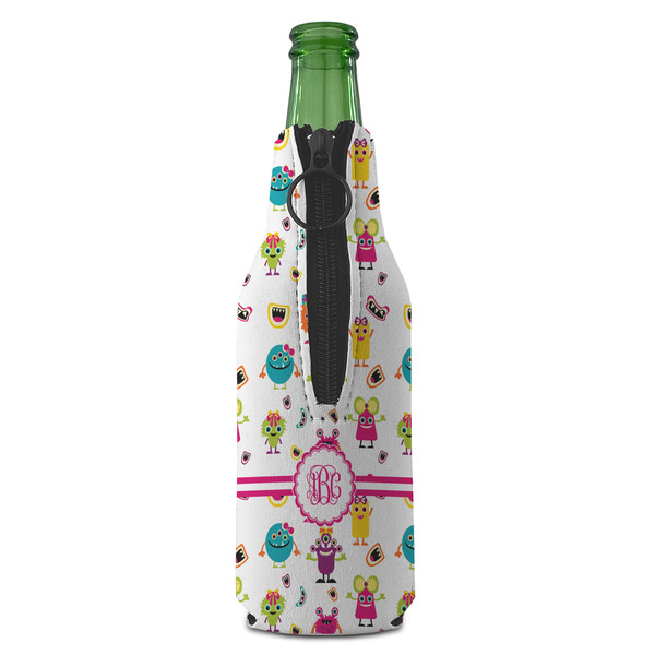 Girly Monsters Zipper Bottle Cooler - BACK (bottle)