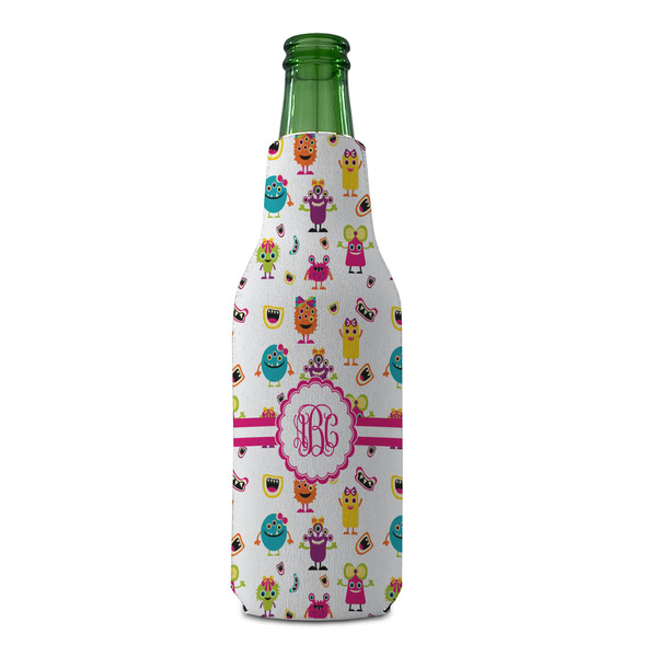 Girly Monsters Zipper Bottle Cooler - FRONT (bottle)