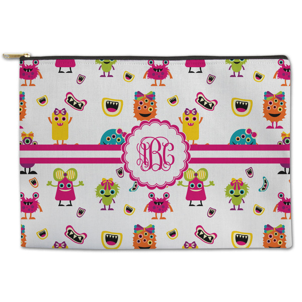 Custom Girly Monsters Zipper Pouch - Large - 12.5"x8.5" (Personalized)