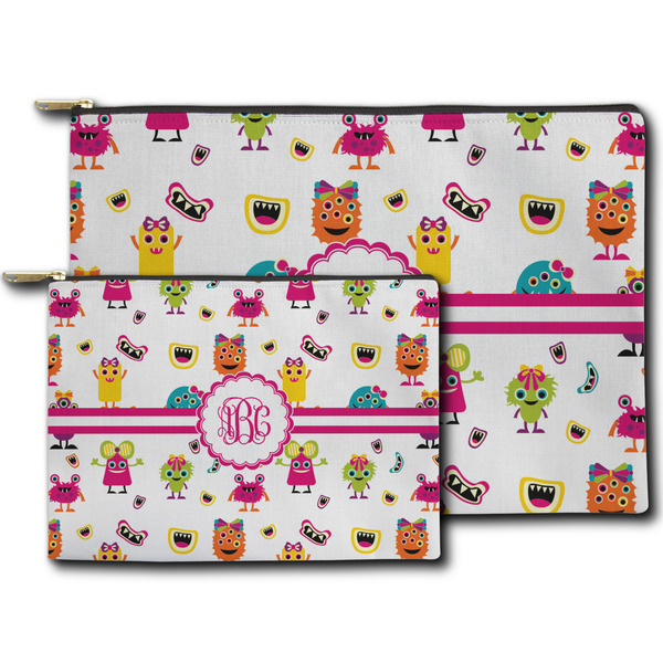 Girly Monsters Zippered Pouches - Size Comparison