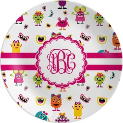 Girly Monsters Melamine Plate (Personalized)
