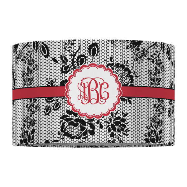 Black Lace 12" Drum Lampshade - FRONT (Fabric)