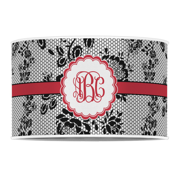 Black Lace 12" Drum Lampshade - FRONT (Poly Film)