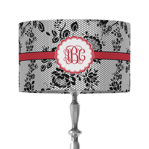 Custom Black Lace 12" Drum Lamp Shade - Fabric (Personalized)