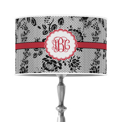 Black Lace 12" Drum Lamp Shade - Poly-film (Personalized)
