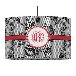 Black Lace 12" Drum Pendant Lamp - Fabric (Personalized)