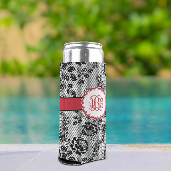 Black Lace Can Cooler - Tall 12oz - In Context