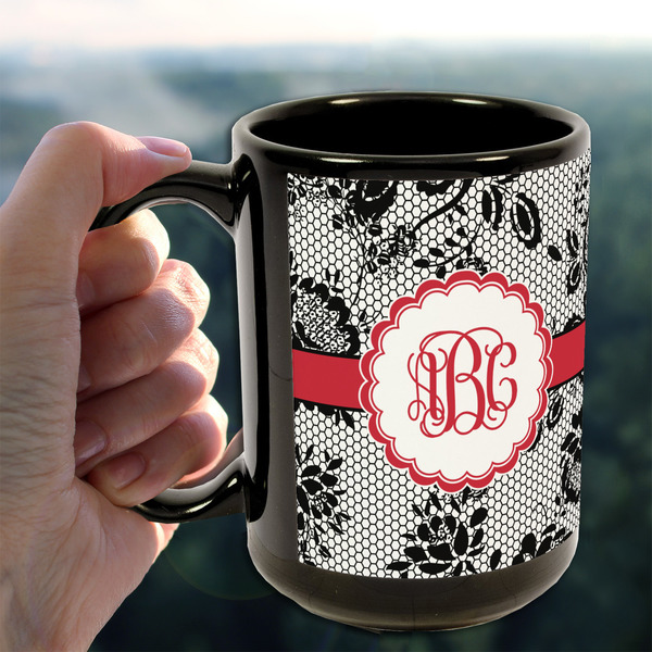 Black Lace 15oz. Black Mug - LIFESTYLE