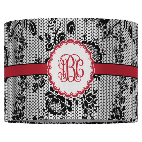Black Lace 16" Drum Lampshade - FRONT (Fabric)