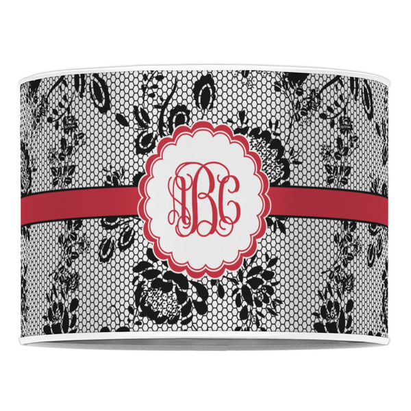 Black Lace 16" Drum Lampshade - FRONT (Poly Film)