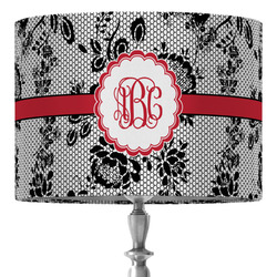 Black Lace 16" Drum Lamp Shade - Fabric (Personalized)