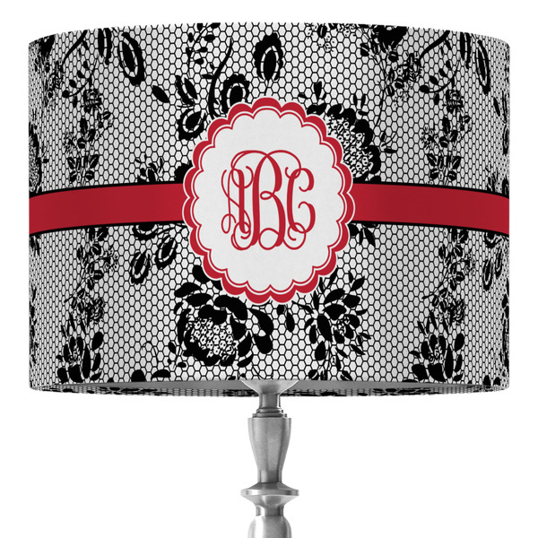 Custom Black Lace 16" Drum Lamp Shade - Fabric (Personalized)