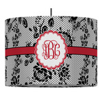 Black Lace 16" Drum Pendant Lamp - Fabric (Personalized)
