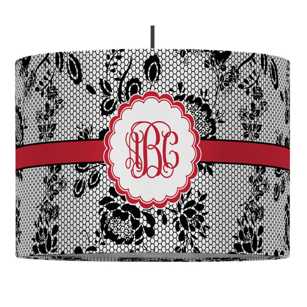 Custom Black Lace Drum Pendant Lamp (Personalized)