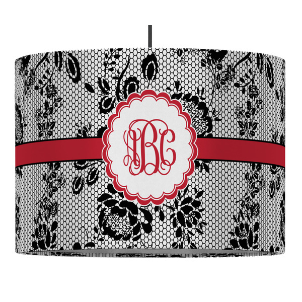 Black Lace 16" Drum Lampshade - PENDANT (Fabric)