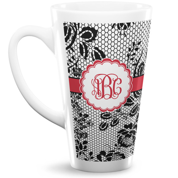 Custom Black Lace 16 Oz Latte Mug (Personalized)