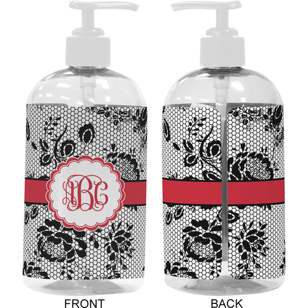 Black Lace 16 oz Plastic Liquid Dispenser- Approval- White