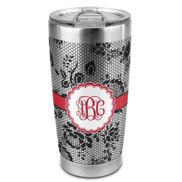 Custom Black Lace 20oz Stainless Steel Double Wall Tumbler - Full Print (Personalized)