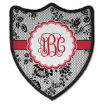 Black Lace Iron On Shield Patch B w/ Monogram