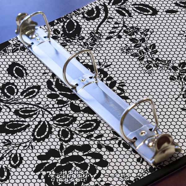 Black Lace 3 Ring Binders - Full Wrap - 1" - DETAIL