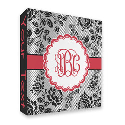 Black Lace 3 Ring Binder - Full Wrap - 2" (Personalized)