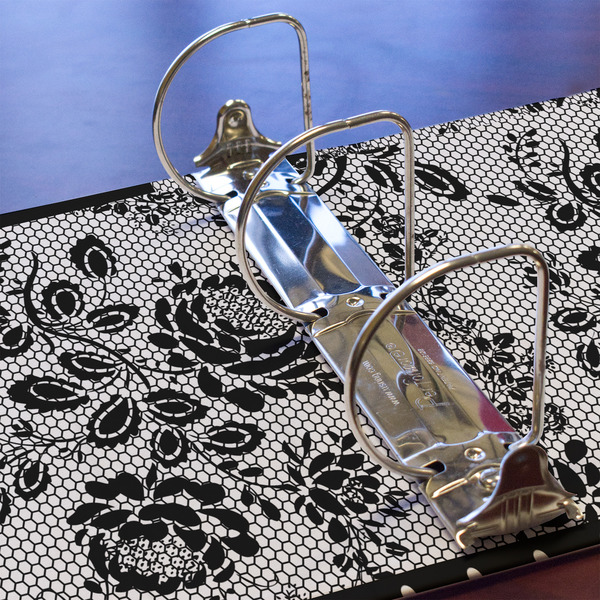 Black Lace 3 Ring Binders - Full Wrap - 3" - DETAIL