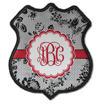 Black Lace Iron On Shield Patch C w/ Monogram