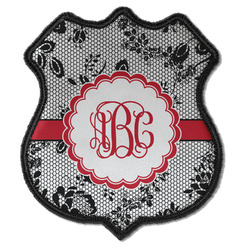 Black Lace Iron On Shield Patch C w/ Monogram