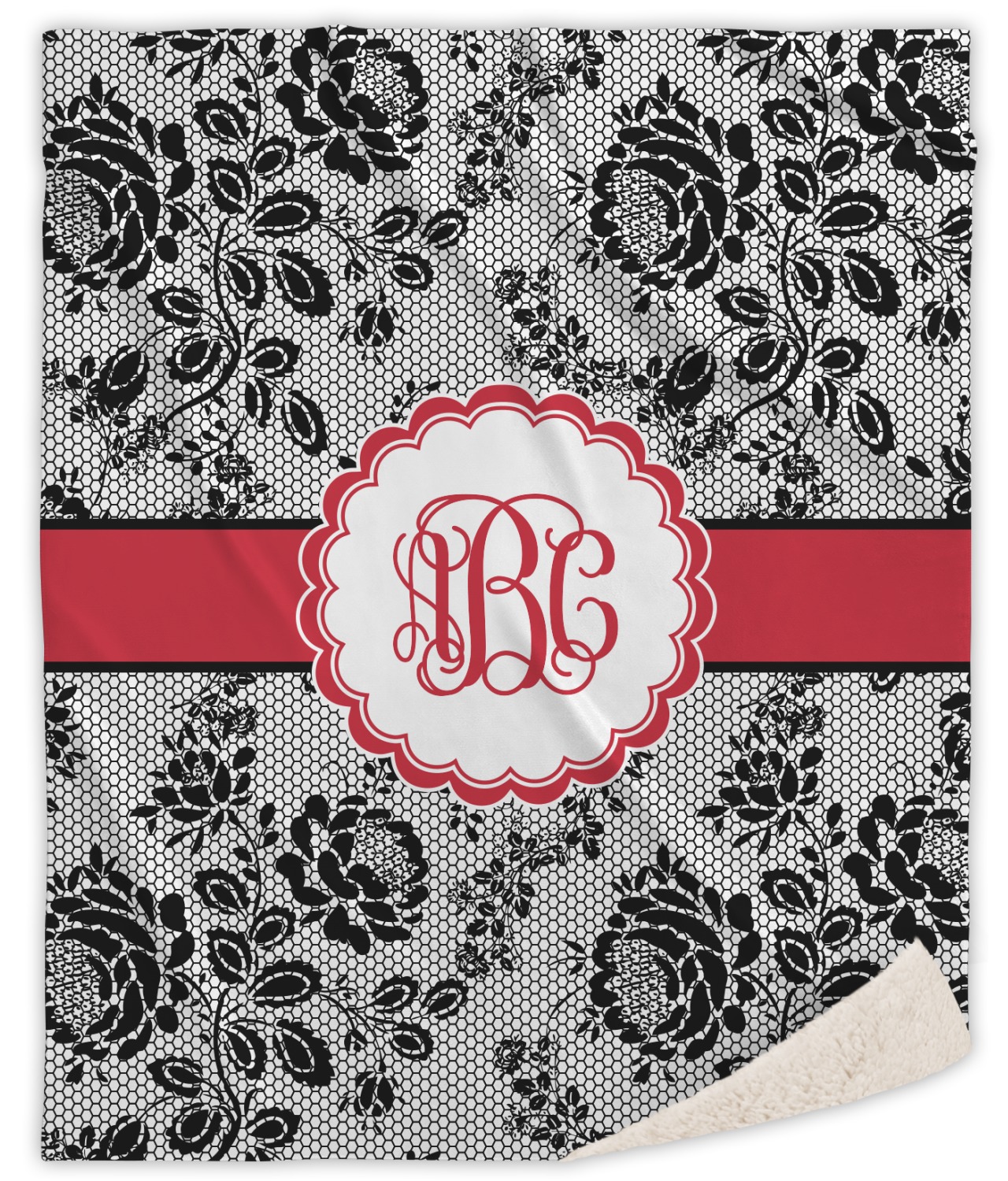 Black Lace Sherpa Throw Blanket (Personalized) YouCustomizeIt