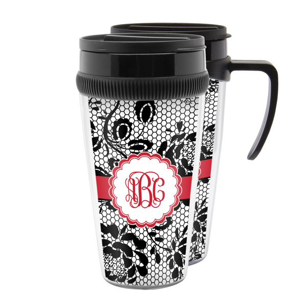 Custom Black Lace Acrylic Travel Mug (Personalized)