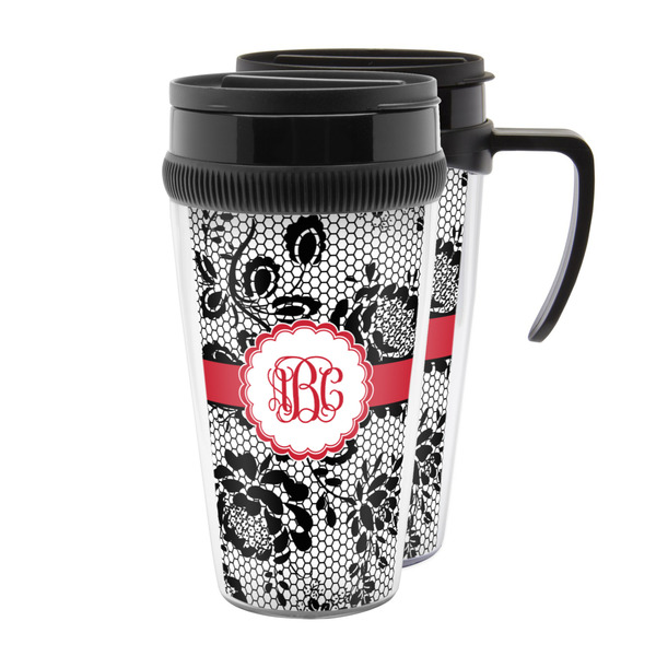Custom Black Lace Acrylic Travel Mug (Personalized)