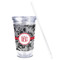 Black Lace Acrylic Tumbler - Full Print - Front straw out