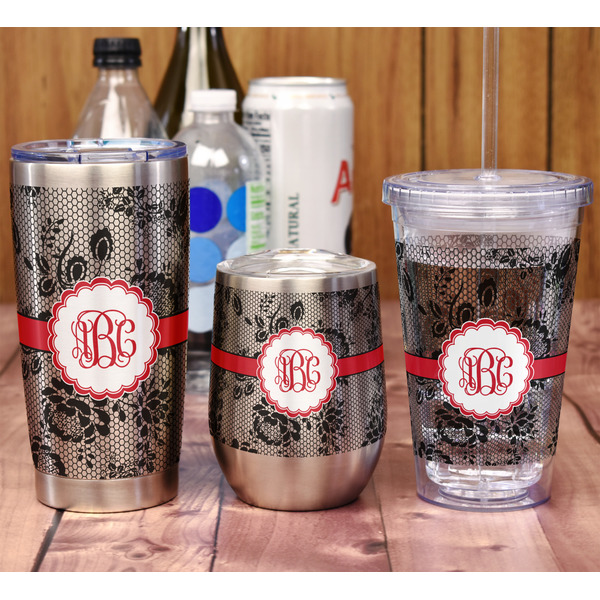 Black Lace Acrylic Tumbler - Full Print - In Context