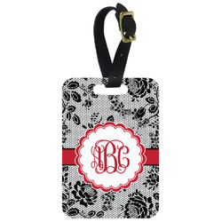 Black Lace Metal Luggage Tag w/ Monogram