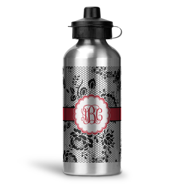Custom Black Lace Water Bottles - 20 oz - Aluminum (Personalized)