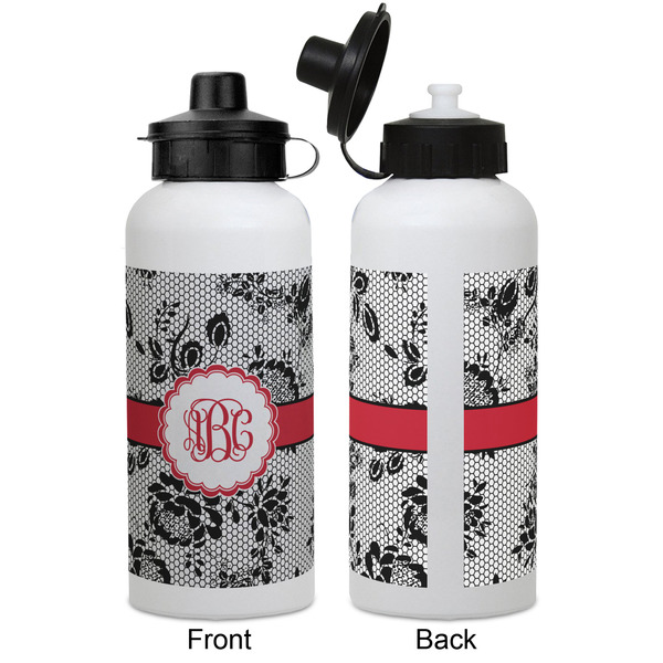 Black Lace Aluminum Water Bottle - White APPROVAL
